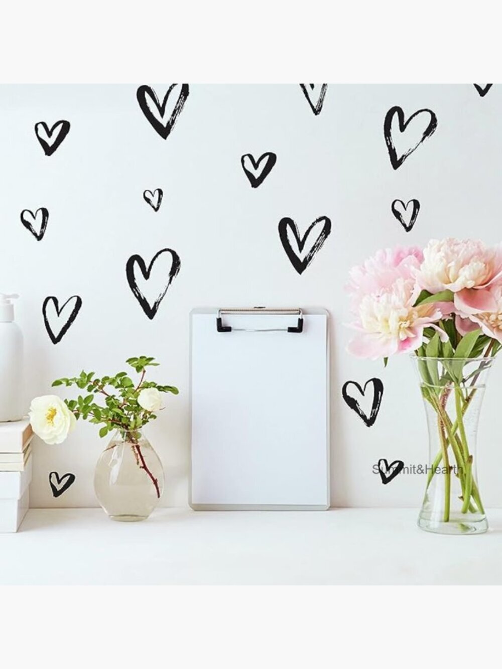 Vinyl Peel and Stick Wall Decals, 76 Hearts, Reusable Home Decor